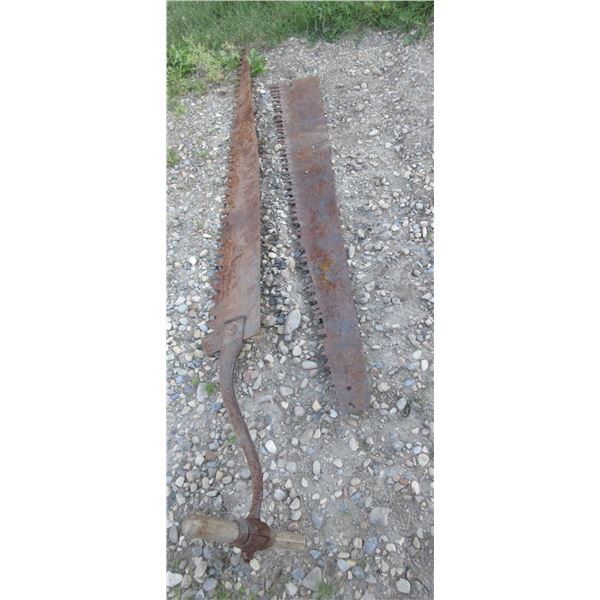 2 VINTAGE SAW BLADES, ICE SAW