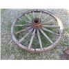 Image 4 : VINTAGE:  WAGON WHEEL WITH STEEL CAP (COMPLETE) (APPROX 50" DIAMETER)