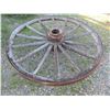 Image 1 : VINTAGE:  WAGON WHEEL WITH STEEL CAP (COMPLETE) (APPROX 50" DIAMETER)