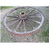 Image 2 : VINTAGE:  WAGON WHEEL WITH STEEL CAP (COMPLETE) (APPROX 50" DIAMETER)