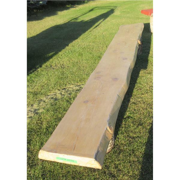 1 - 3" X 19" TO 15" PLANK; APPROX 12' LONG SANDED AND VARNISHED