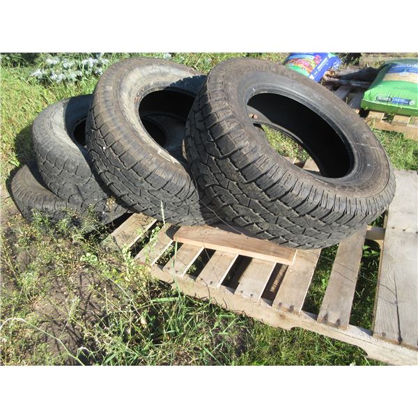4 - WILD COUNTRY RADIAL TIRES (LT275/65R18) (APPROX. 75% TREAD LEFT)