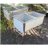 Image 1 : 2 - GALVANIZED WASH TUBS (ONE HAS WHEELS) (APPROX. 32" X 19" X 30"H)