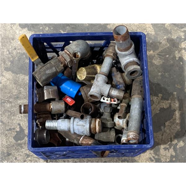 CRATE C/W ASSORTED VALVES, FITTINGS, ETC