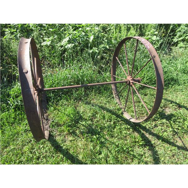 COLLECTABLE:  2 - 31" STEEL WHEELS & AXLE