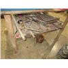 Image 3 : WELDING TABLE (APPROX. 58"L X 48"W X 37"H); 2 - 6" BENCH VISES & ASSORTED STEEL