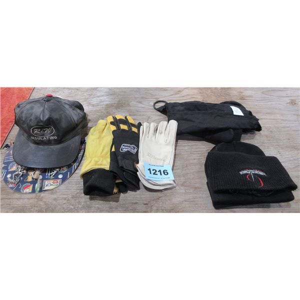 BUNDLE C/W HATS, GLOVES (SIZE MEDIUM & LARGE), TOQUES, ETC