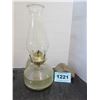Image 3 : COLLECTABLE:  OIL LAMP (SQUARE PATTERN ON BASE) C/W CHIMNEY (APPROX. 14"H)