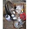 Image 1 : BOX C/W KITCHENWARE (BEER GLASSES, UTENSILS, MEASURING CUPS, ETC)