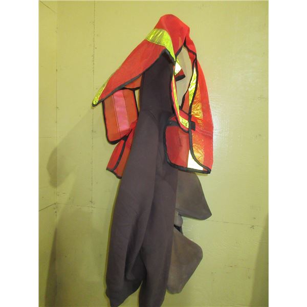 SAFETY VEST, NOBLE ZIP FRONT HOODIE (SIZE XL), BULWARK COVERALLS (SIZE 48 RG)