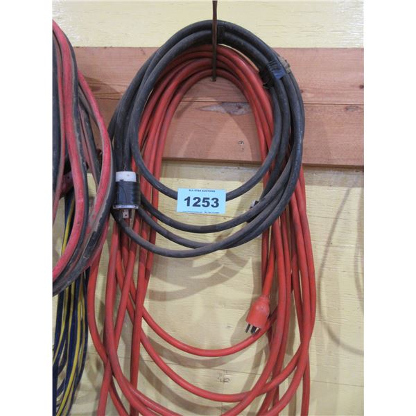 BLACK HEAVY DUTY EXTENSION CORD (APPROX. 10') & ORANGE EXTENSION CORDS (APPROX. 50')
