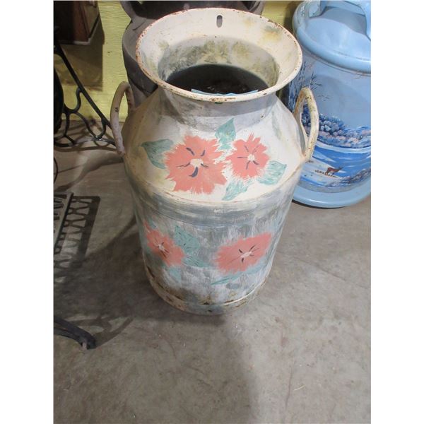 ANTIQUE:  PAINTED CREAM CAN (NO LID)