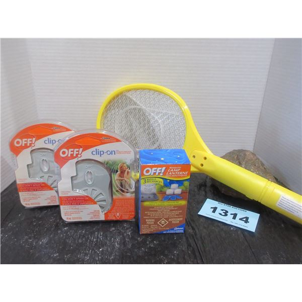 BUNDLE C/W ZAPPER BUG RACKET, 2 OFF CLIP-ON'S, OFF LANTERN REFILLS