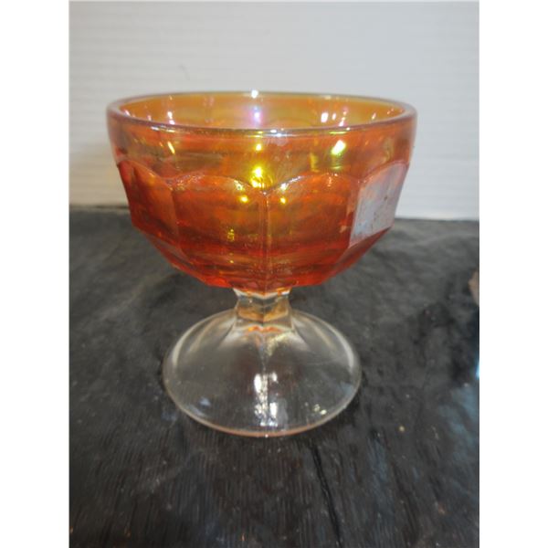 ANTIQUE:  CARNIVAL GLASS DESSERT DISH