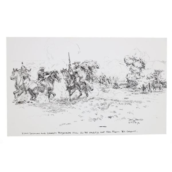 Custer Battlefield Reno Original Sketch by Dave Powell