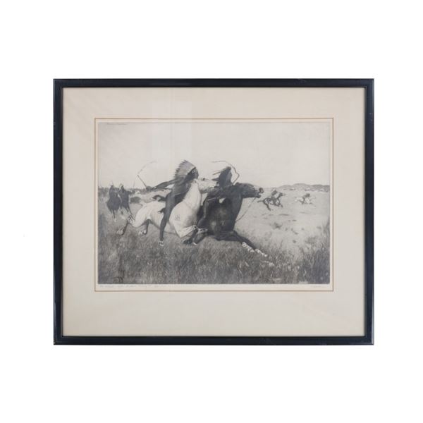 After Frederic Remington "The Attack" Etching