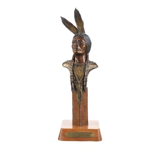 C. Navarro Lim. Ed. Sitting Bull Bronze Sculpture