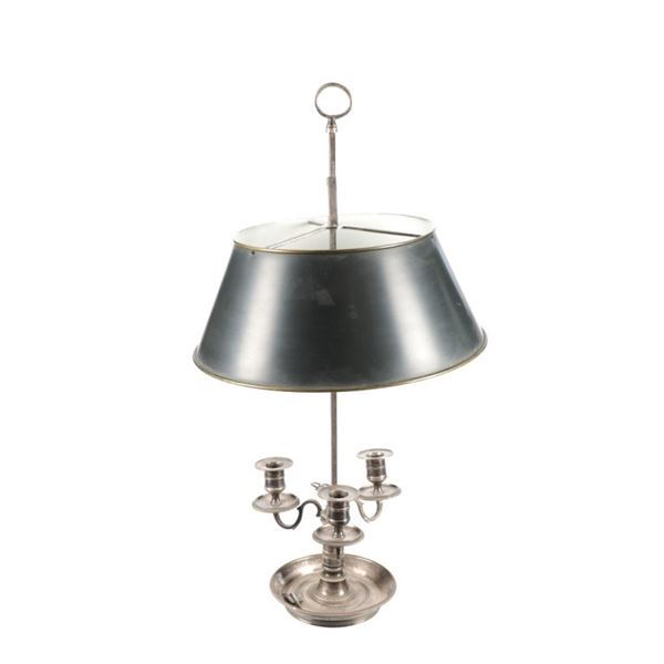 Antique Silver French Empire Bouillotte Lamp