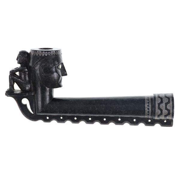 Stunning Great Lakes Double Human Effigy Pipe Bowl