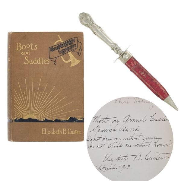 Elizabeth Custer Signed 1st Ed. & Custer Dagger