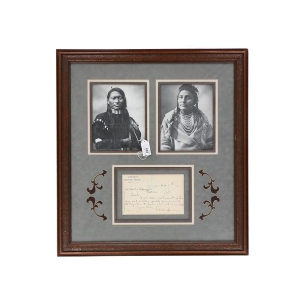 L. A. Huffman Signed Photographs and Note, 1894