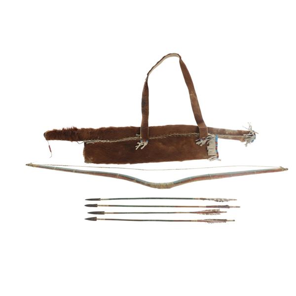 19th-Cent. Comanche Bowcase, Quiver, Arrows & Bow