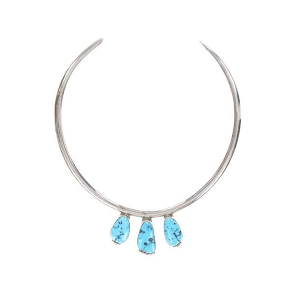 Navajo Silver Sleeping Beauty Turquoise Necklace