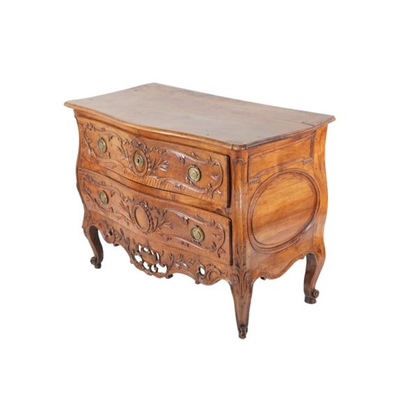 18th C. French Provincial Louis XV Walnut Commode