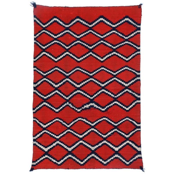 1850 Lac Dyed Navajo Child's Blanket w/ Dye Test