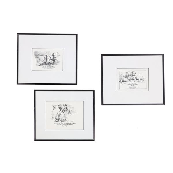 Signed James Kenneth Ralston Pen and Ink Cartoons