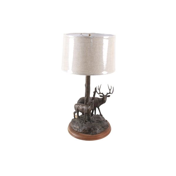 Jerold Smiley "Powder River Muley" Bronze Lamp