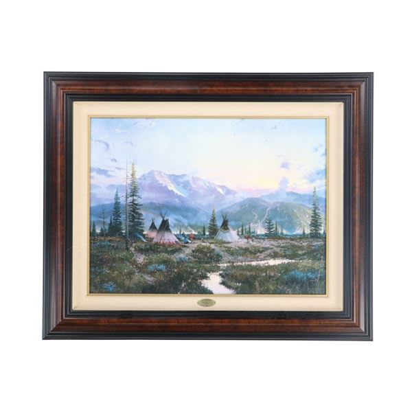 Thomas Kinkade Tipi's on the Rockies Signed Canvas