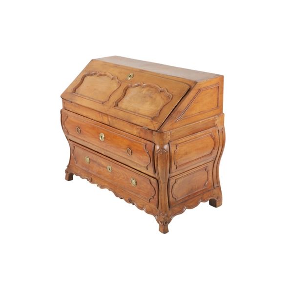 18th C Louis XV Bombe Slant Writing Cabinet