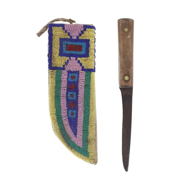 Ca. 1930- Northern Cheyenne Beaded Sheath & Knife