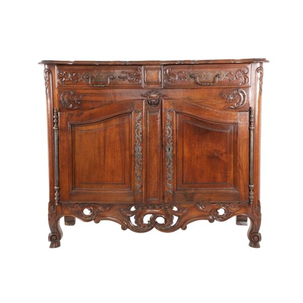 19th Century Louis XV Carved Walnut Buffet