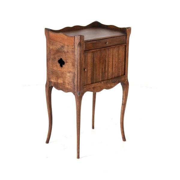 Louis XV French Chevet Table w/ Tambour Door