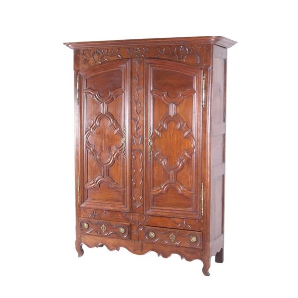 18th Cen. Louis XV French Carved Walnut Armoire