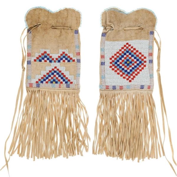 Ca. 1900 Southern Arapaho Beaded Tab Tobacco Bag