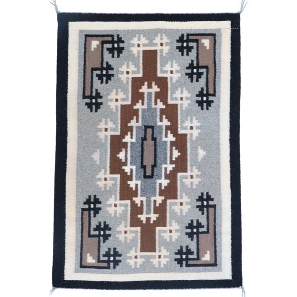 Navajo Two Grey Hills Wool Rug c. 1950's