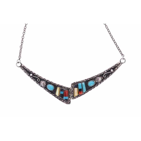 Navajo Sallie Yazzie Silver Inlay Choker Necklace