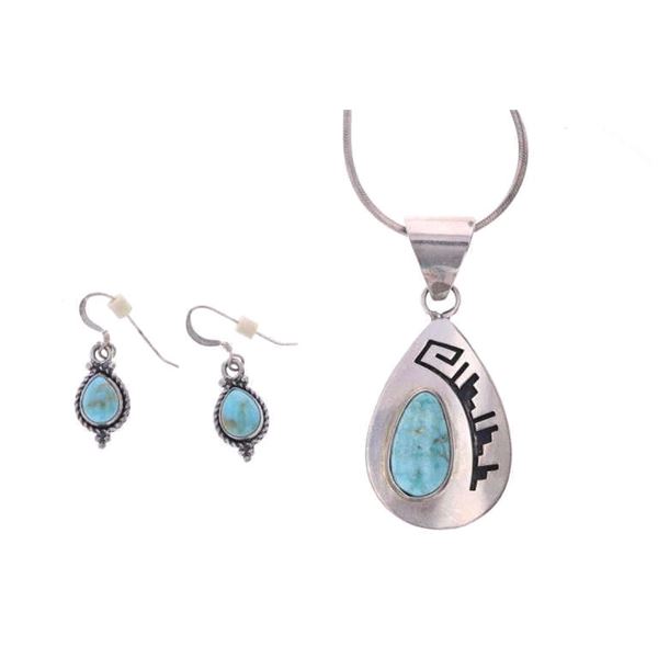 Navajo Cripple Creek Turquoise Necklace & Earrings