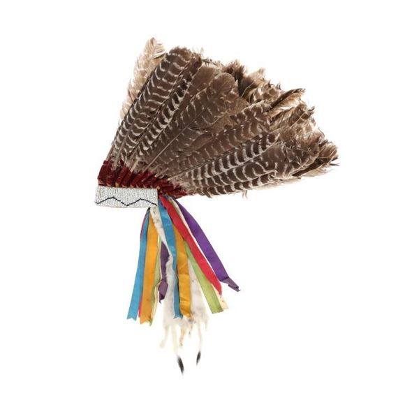 Early Res. Osage Beaded Feathered Headdress