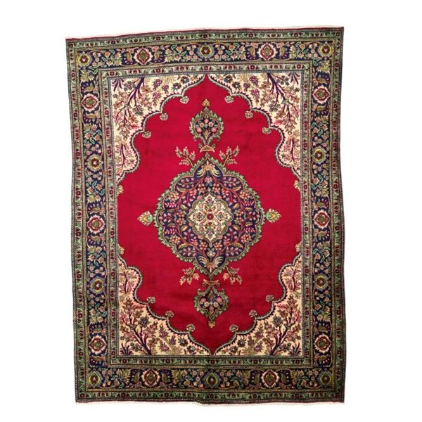 Antique Persian Tabriz Hand-Knotted Rug 1920s