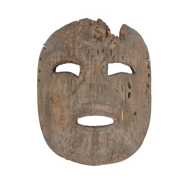 Early Hand Carved Wood Inuit Mask 19th C.