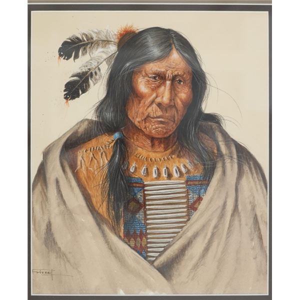 Charles Frizzell (b. 1944) Native Chief Watercolor