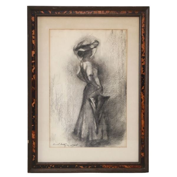 Anna E. Meltzer (1896-1974) Charcoal On Paper 1945