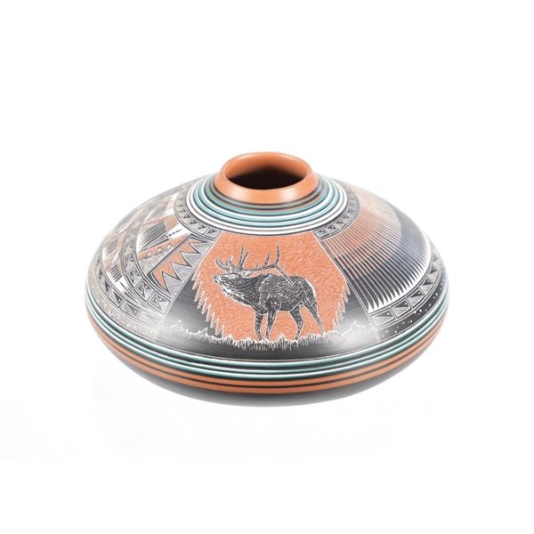 Diné D. Lansing Polychrome Pottery Bowl Vintage