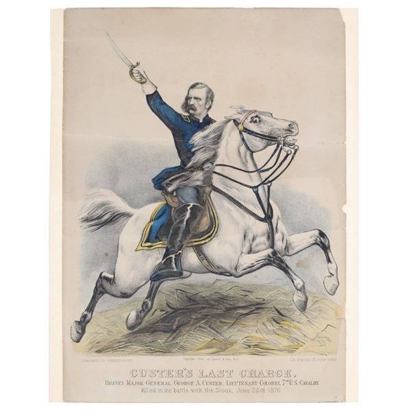 Currier & Ives Custer Last Charge Tinted Broadside