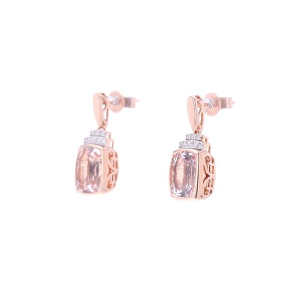 3.88ct Morganite & VS2 Diamond 14k Gold Earrings