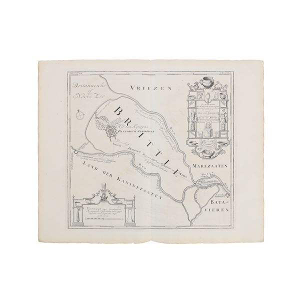 Ca. 1734 Dutch Map of Roman Road, Rhine